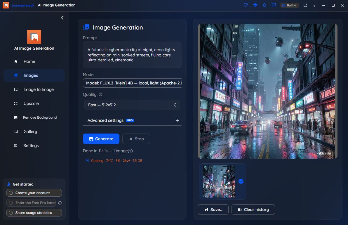 Stylized cyberpunk city scene generated by AI Image Generation