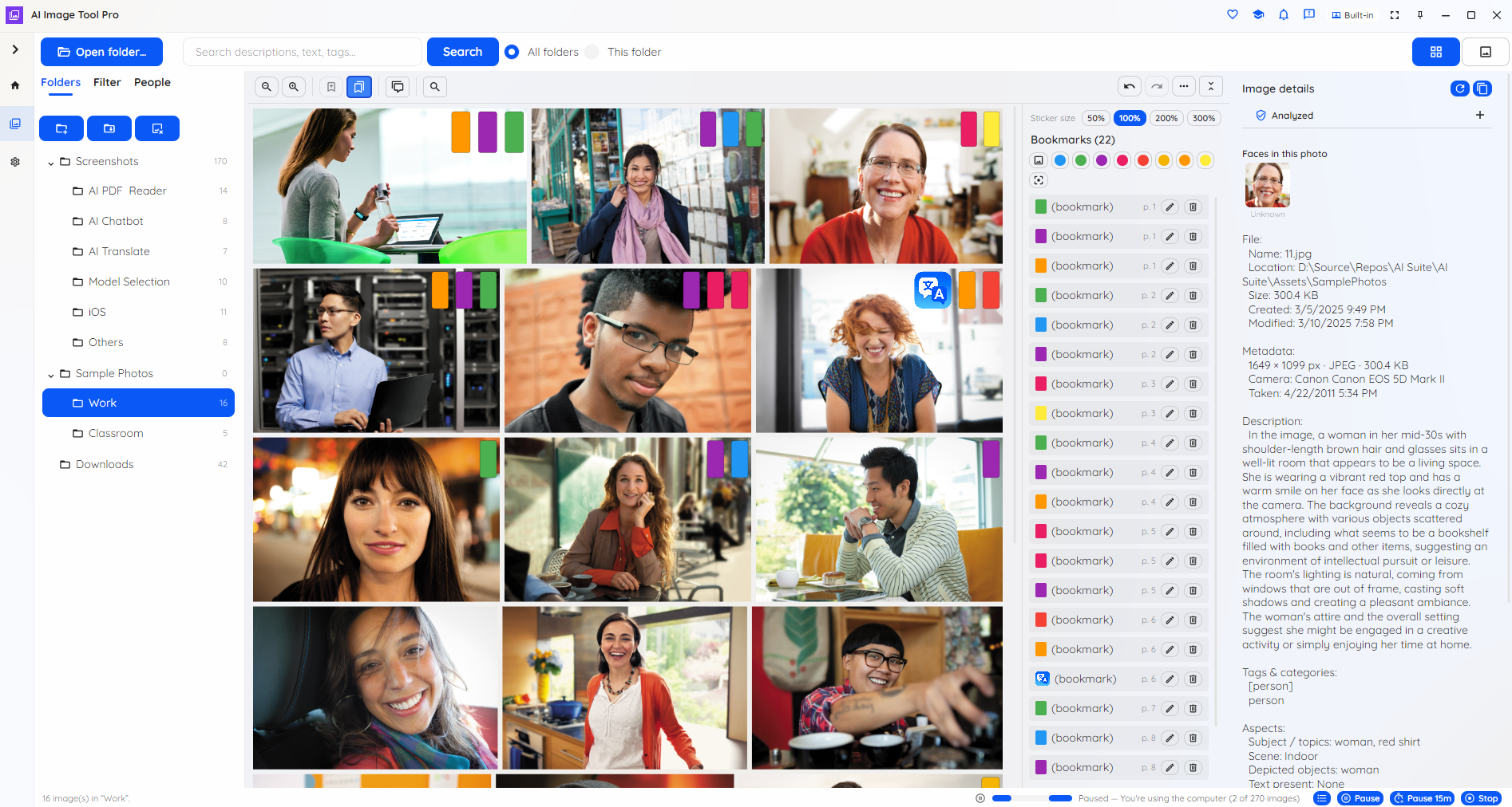 AI Image Tool packed photo gallery with bookmarks