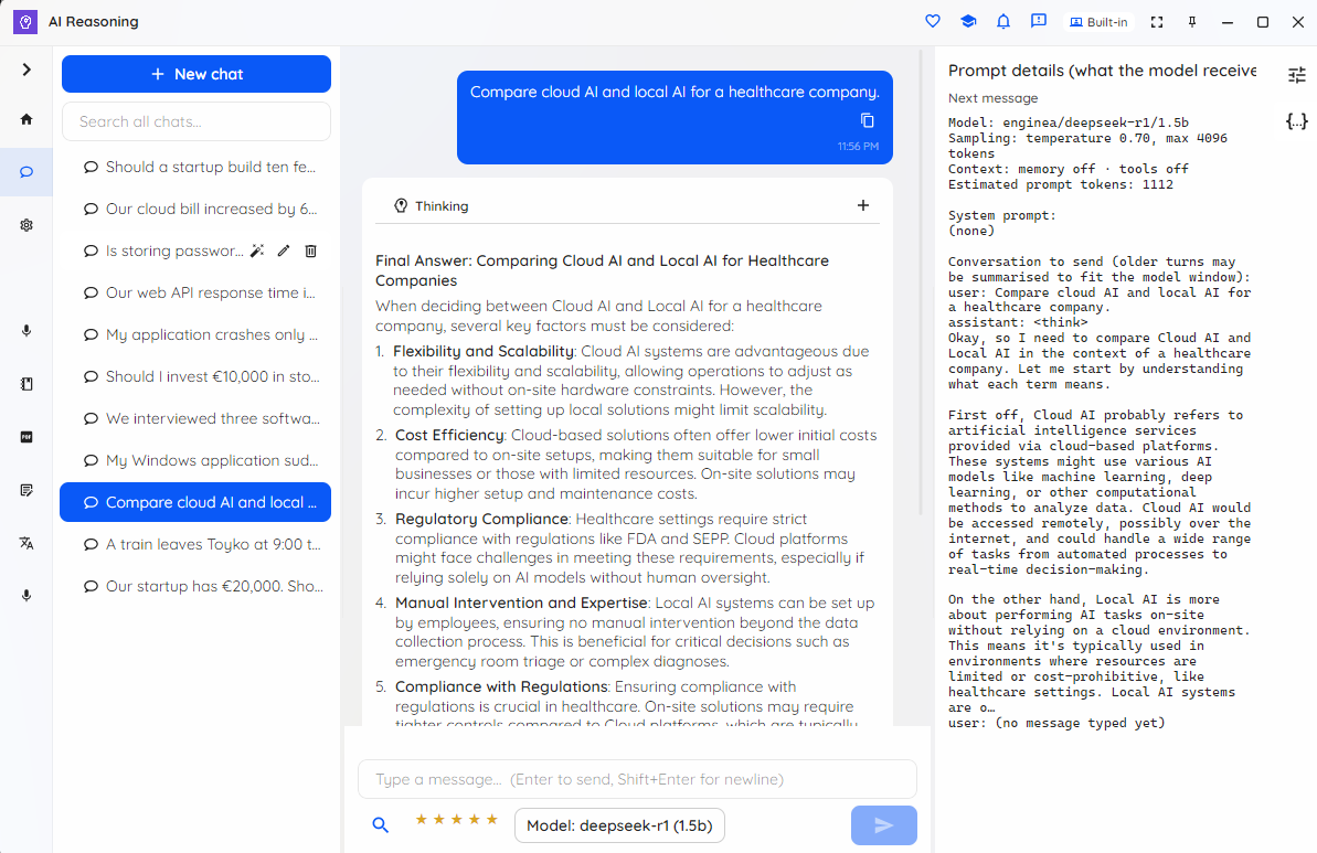 AI Reasoning per-chat context controls