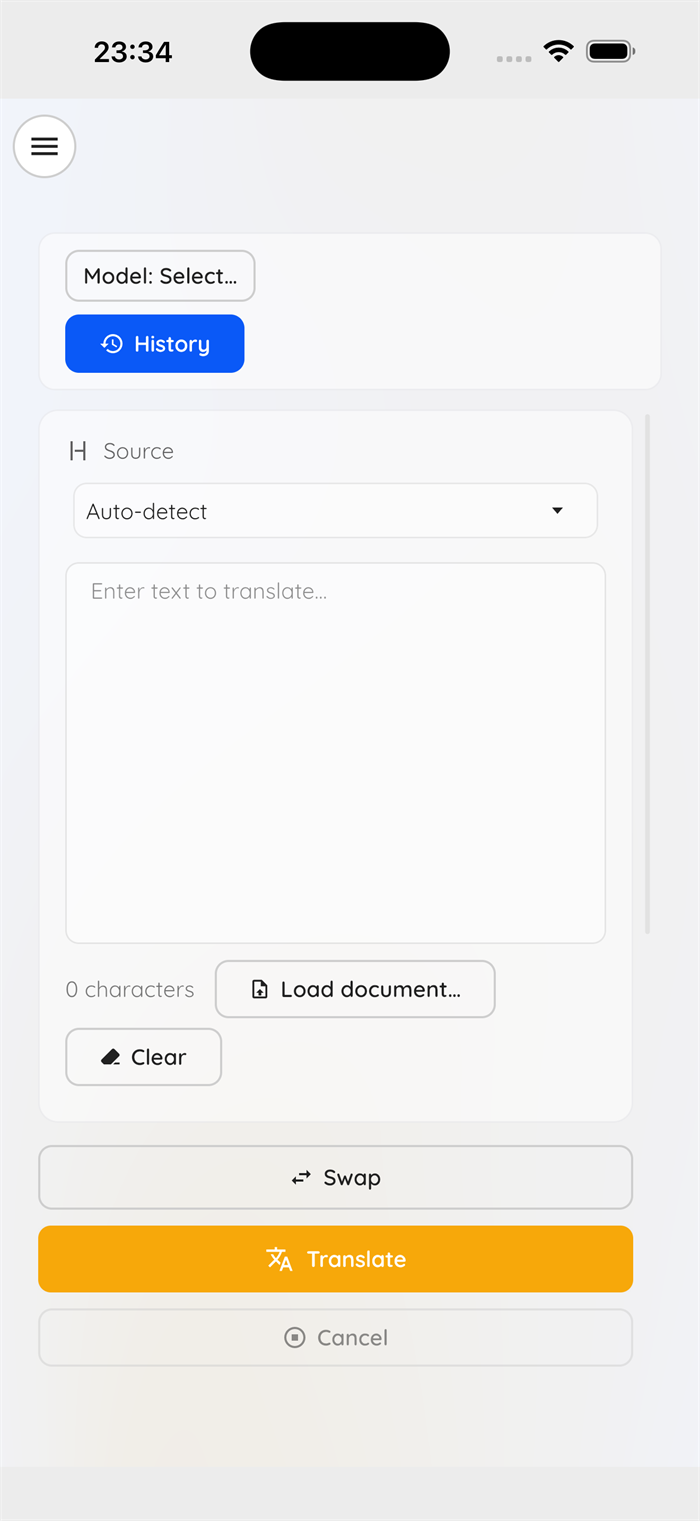 AI Translate running on an iPhone
