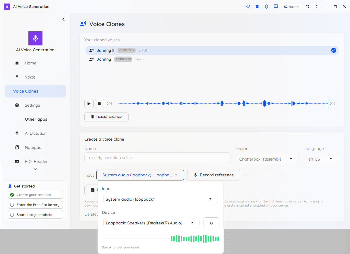 Capture de l'audio même de l'ordinateur comme source de référence pour le clonage